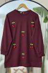 Kiraz Detaylı Oysh Tunik Bordo  NV4530