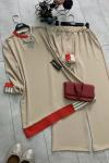 KırmıZı ribanalı Ayrobin Kumaş Takım  camel  ums1115