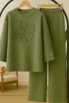 Kıvrık Kol triko Takım Yeşil TCN40136
