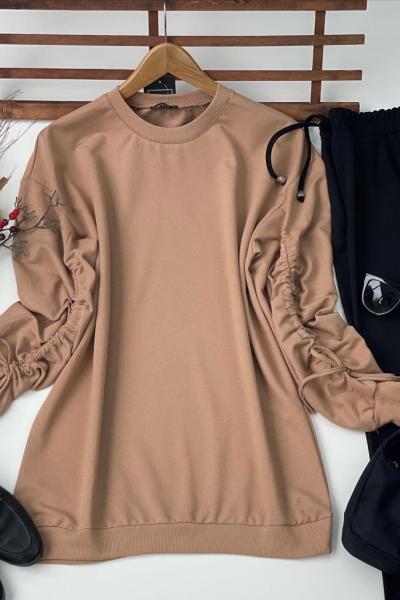 Kol ayarlanabilir büzgülü   Tunik camel   ADS3026