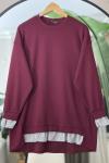 Kol be etek ucu gömlek detaylı Tunik Bordo NEW6029