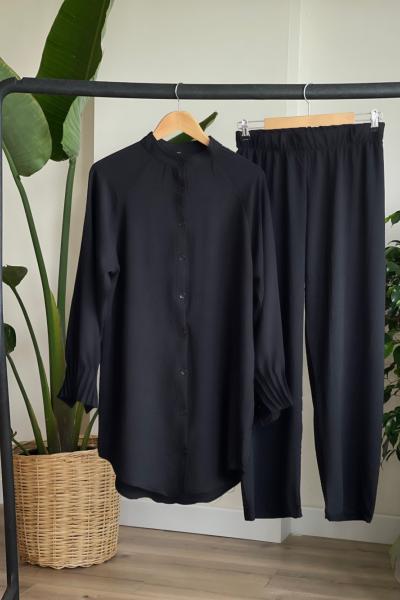 Kol büzgülü ayrobin takım Siyah  SLT3094