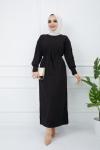 Kol Dantel ve İnci Detaylı Elbise Siyah TCN988