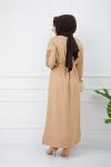 Kol Dantel ve İnci Detaylı Elbise Camel TCN988