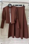 Kol detaylı etekli Takım Kahve  UMS50206