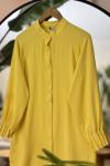 Kol Dikiş Detaylı Ayrobin Kumaş Tunik Sarı SLT30313