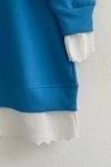 Kol etek ucu dantelli tunik Mavi LT30158