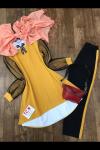 KOL FİLE  DETAYLI KREP KUMAŞ TAKIM    SARI