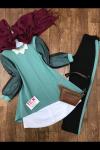 KOL FİLE  DETAYLI KREP KUMAŞ TAKIM   mint yeşili