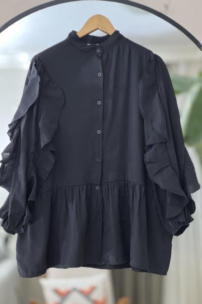 Kol Fırfırlı Tunik siyah DST2040