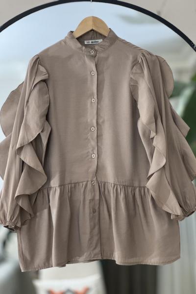 Kol Fırfırlı Tunik  Antrasit DST2040