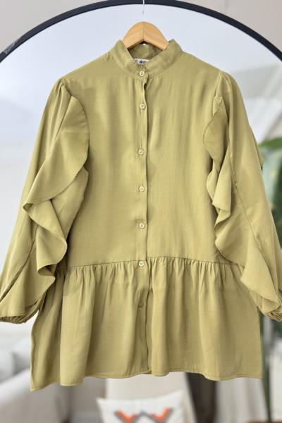 Kol Fırfırlı Tunik Yağyeşili DST2040