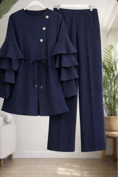Kol fırfırlı takım Lacivert TB8048