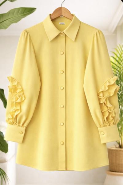Kol fırfırlı Gömlek Tunik sarı BK9552