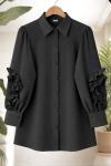 Kol fırfırlı Gömlek Tunik Siyah   BK9552