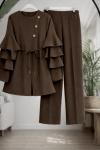 Kol fırfırlı takım Kahverengi TB8068