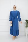 Kol fırfırlı Ayrobin Kumaş Elbise SaksmaviTBT928