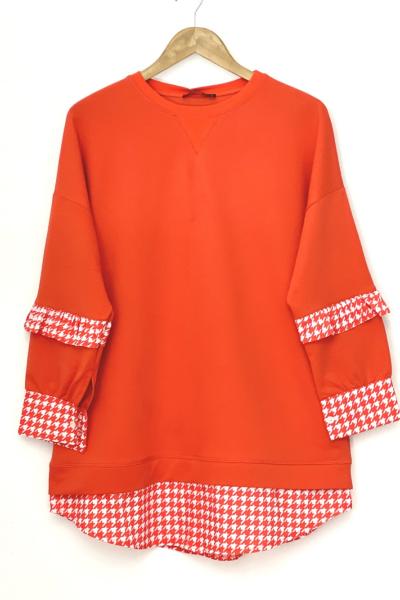 Kol fırfırlı etekucu ribanalı  tunik narçiçeği SLT30159