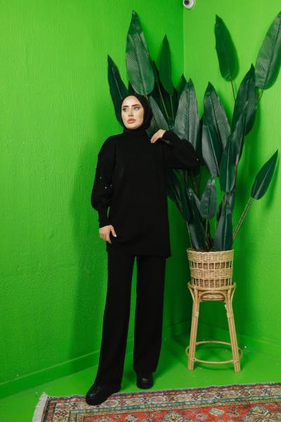 Kol incili Triko Takım Siyah  SLT30191