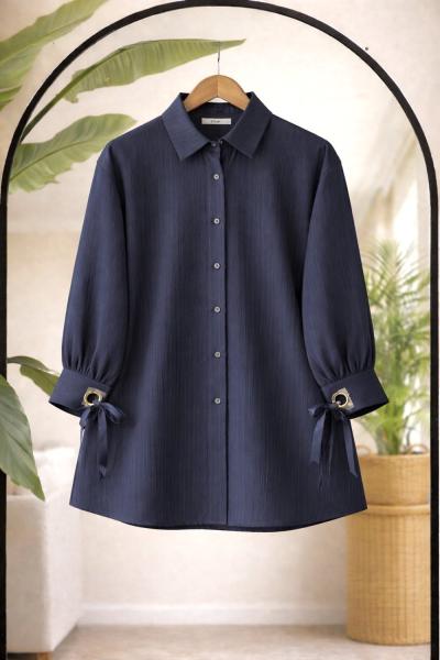 Kol kurdaleli Tunik Gömlek Lacivert NW6070