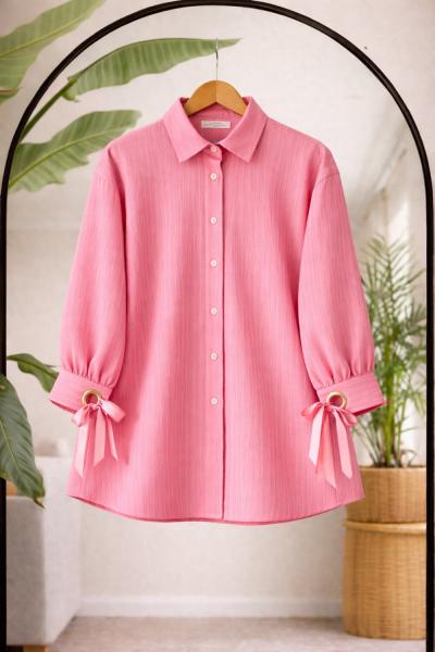 Kol kurdaleli Tunik Gömlek Pembe NW6070