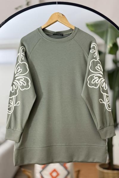 Kol Nakış İşlemeli Oyso Tunik Yeşil NW6058