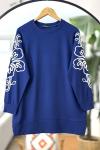 Kol Nakış İşlemeli Oyso Tunik indigo NW6058