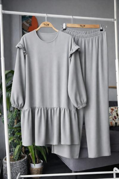 Kol ön  fırfırlı ayrobin takım grıTCN4045