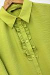 Kol Ön fırfırlı Tunik Gömlek Yağyeşil NEW30253
