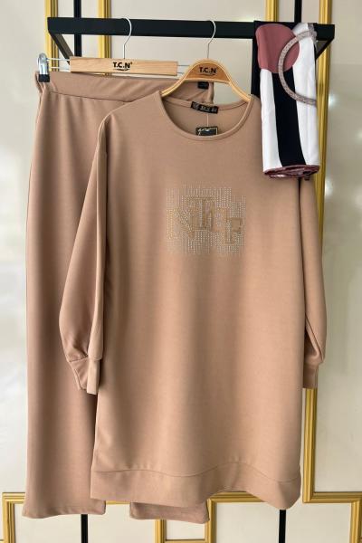 ön taş işlemeli Takım Camel TCN1478