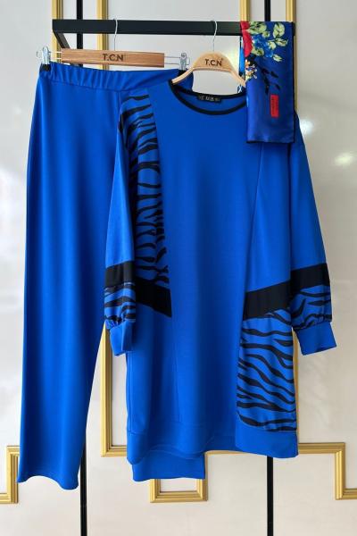 Kol ön zebra desen scuba takım Saks  TCN4040