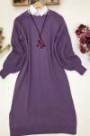 Kol örgü kolyeli Triko Tunik Lila NFS14399
