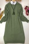 Kol örgü kolyeli Triko Tunik Yeşil NFS14399