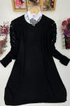 Kol örgülü triko tunik Siyah ANT1262