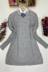 Kol örgülü triko tunik Gri  ANT1262