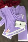 Kol paca şeritli  triko takım Lila TCN1311