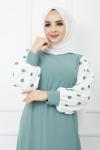 Kol puanlı Ayrobin Kumaş Elbise Mintyeşili TCN1118