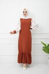 Kol puanlı Ayrobin Kumaş Elbise Tarçın TCN1118
