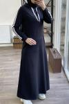 Kol şeritli kapşonlu elbise slt 1833