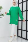 Kol taşlı iki iplik tunik Yeşil  SLT3004