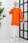 Kol taşlı iki iplik tunik Turuncu SLT3004