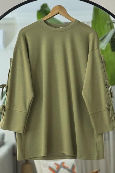 Kol üç biyeli Seyyar Kuşaklı Tunik Yeşil BK9523