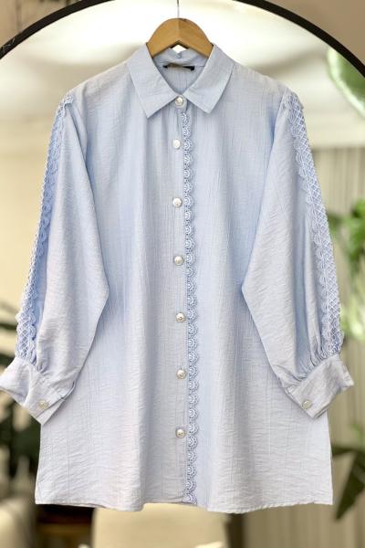 Kol ve ön Dantel detaylı Tunik Gömlek Bebemavi TCN40104