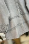 Kol ve ön Dantel Detaylı Keten Tunik Gri DST30283