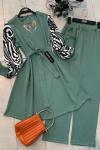 Kol zebra desen Ayrobin Kumaş Takım Mintyeşil UMS1509