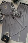 Kol zebra desen Ayrobin Kumaş Takım Gri UMS1509