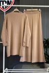 Kolmanşet düğmeli Triko pantolonlu takım Bej  TCN4076