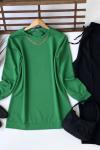 Kolyeli iki iplik tunik yeşil ADY3038