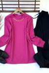 Kolyeli iki iplik tunik fuşya ADY3038
