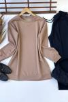 Kolyeli iki iplik tunik Bej ADY3038